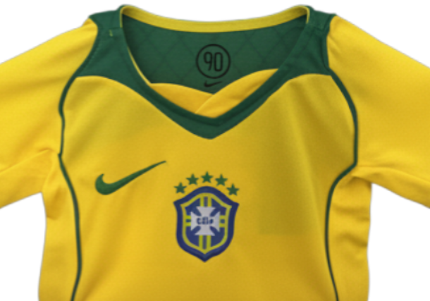 Brazil Home Jersey Kids Size 2004 Retro kit